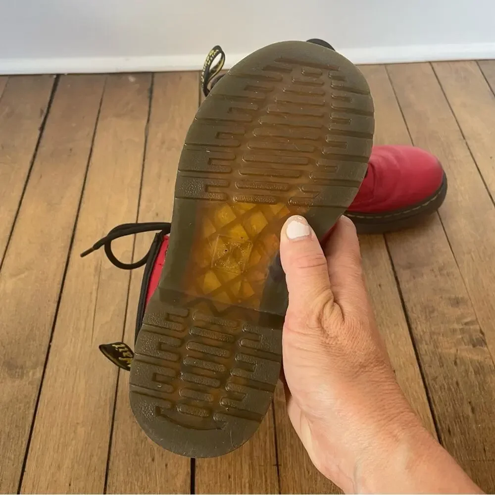 Dr Martens 1460 J Red Soft Leather Combat Boots US 2